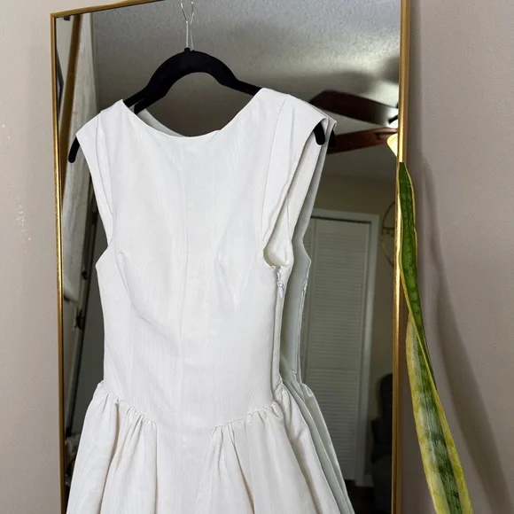 enchant white open back mini dress Enchant Lace Mini Dress